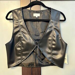 NWT PacSun Black Faux Leather Vest